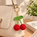 Karuvia Cherry Crochet Keychian Purse.webp