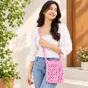 Karuvia Blush Bloom Crochet Sling Bag- Lady.webp