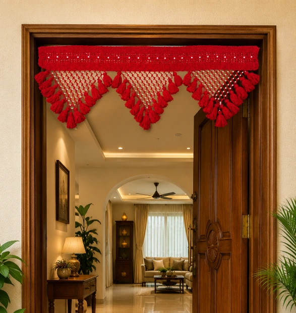 Karuvia Pearl Tassel Wool Toran