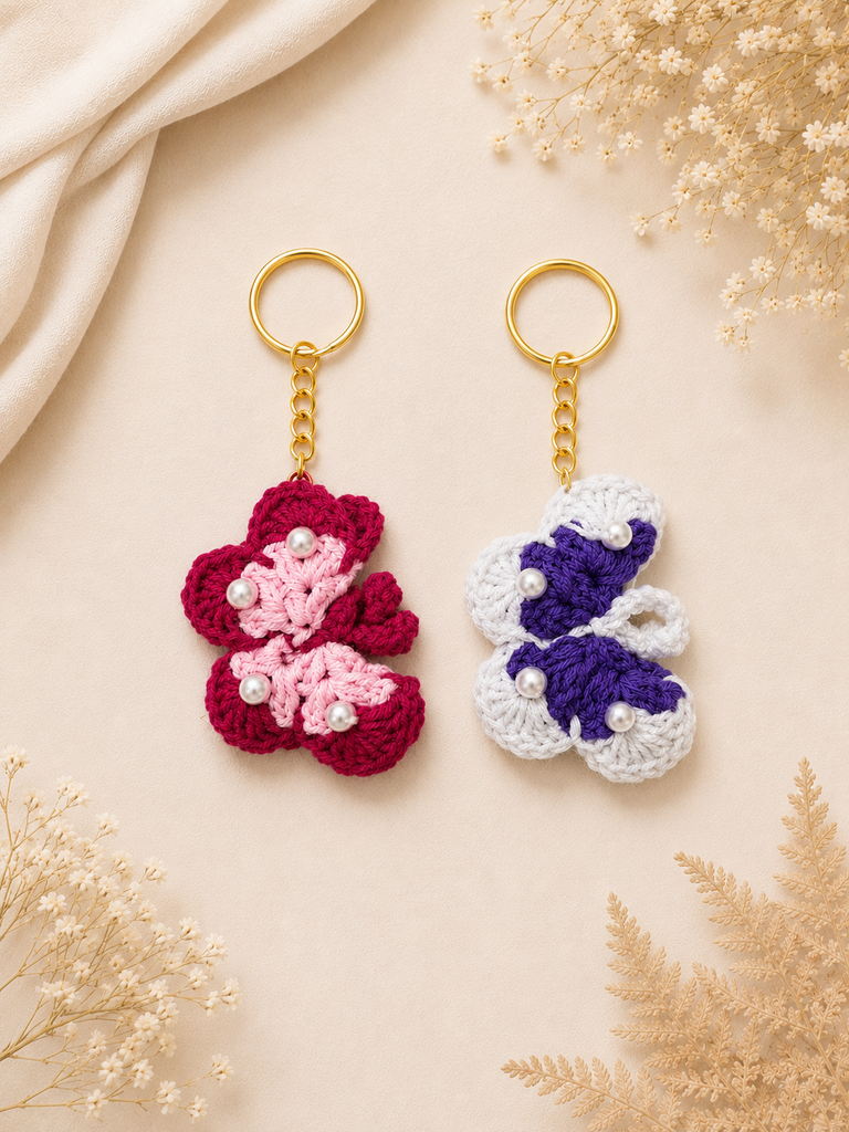 Karuvia Crochet Butterfly Keychain Duo – Pack of 2