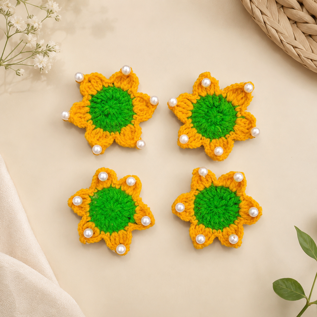 Karuvia Divine Pearl Crochet Aasan – Pack of 4