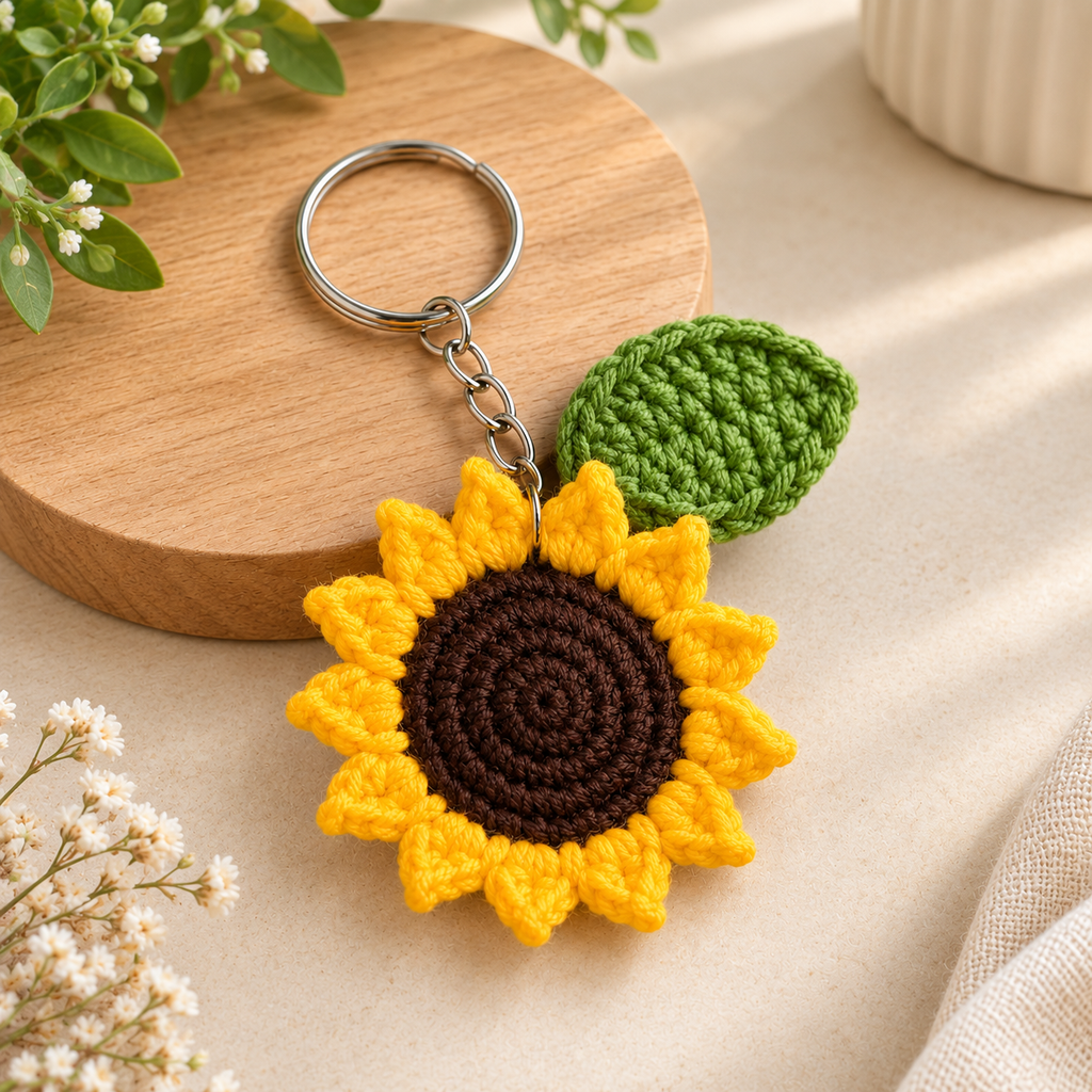Karuvia Sunflower Crochet Keychain
