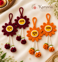 Karuvia Shubh Labh Crochet Hanging – Maroon & Orange Combo